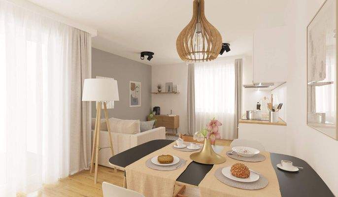 Lichtdurchfluteter Wohnbereich dank bodentiefer Fe