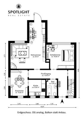 Grundriss EG und OG - Bestand