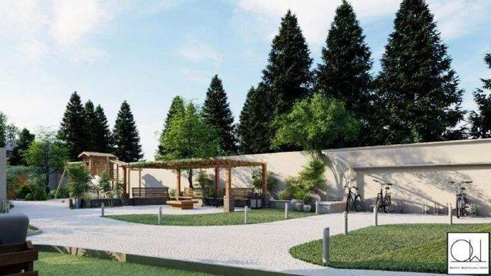 Geplanter Innenhof mit Fahrradständern