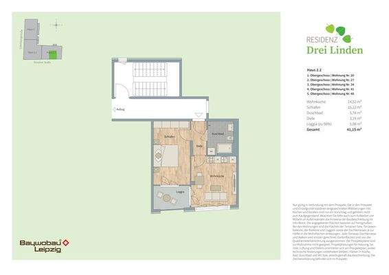 Einzelgrundriss WE 20, 27, 34, 41, 48