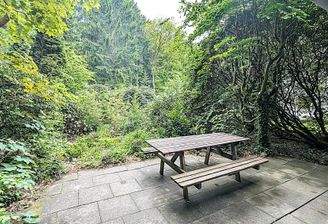 Terrasse vor dem Waldgrundstück
