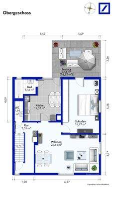 Grundriss OG Grafik, möbliert