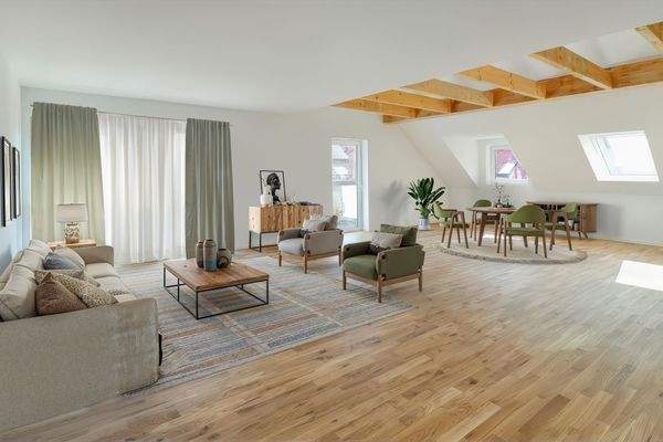 Wohnzimmer mit Gardinen