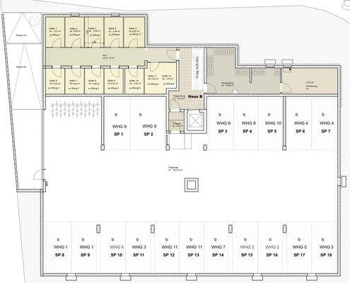 Haus B Kellergeschoss mit Tiefgarage