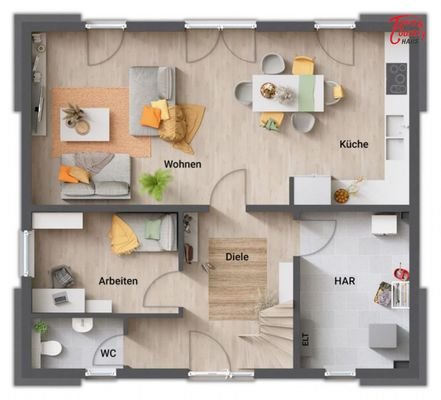 Grundriss EG offene Küche