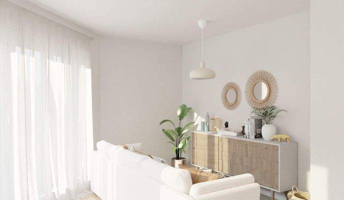 Lichtdurchfluteter Wohnbereich dank bodentiefer Fenster