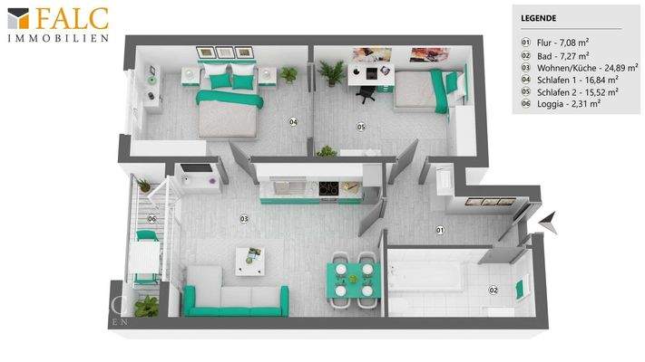 Grundriss - Wohnung 58