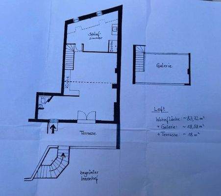 Grundriss Loft mit Galerie und Terrasse