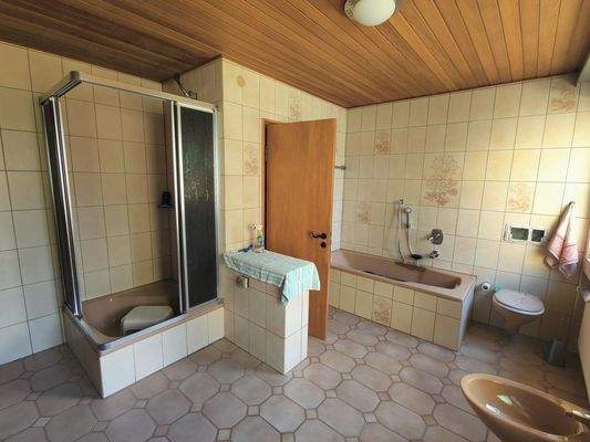 Bad mit Badewanne, Dusche, Bidet u. WC