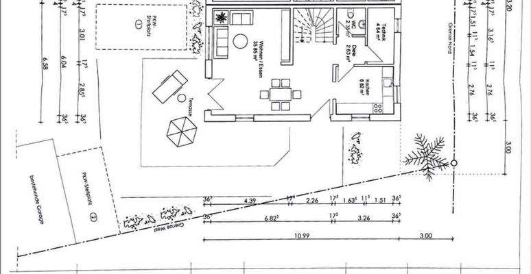 Grundriss EG und Gartenanteil 