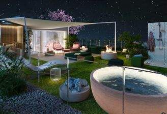 Beispiel Dachterrasse bei Nacht