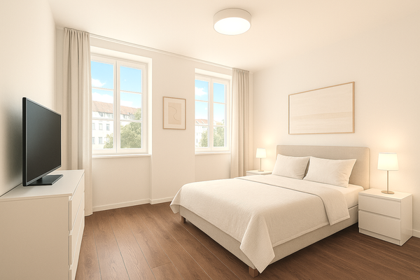 Schlafzimmer 4-Zimmer-Wohnung hofseitig (Rendering)