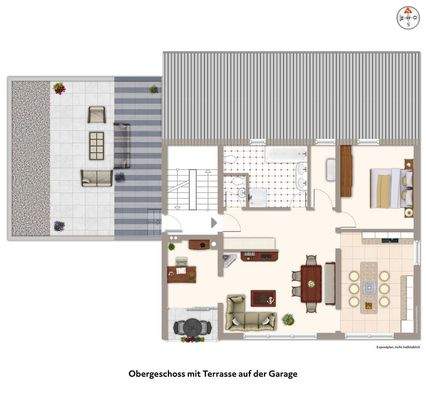 Wohnung im Obergeschoss mit großer Dachterrasse