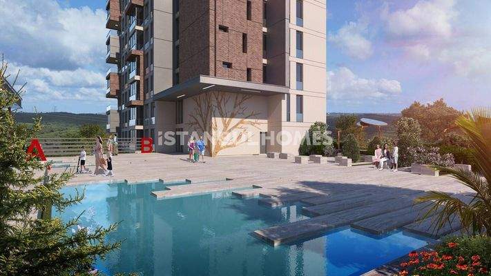 Apartments in a Complex with Forest View in Istanbul Kagithane
