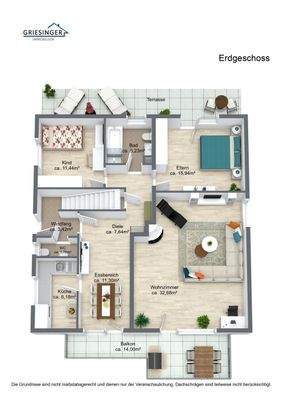 3D Grundriss - Erdgeschoss