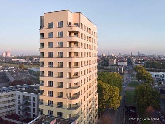 Gelbe Fassade, Luftperspektive, Mietobjekt Bonner Str. 168, Raderberg)