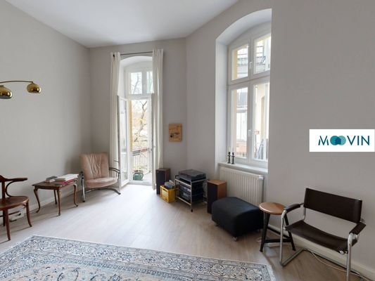 Ansicht I: Wohnzimmer mit Balkon