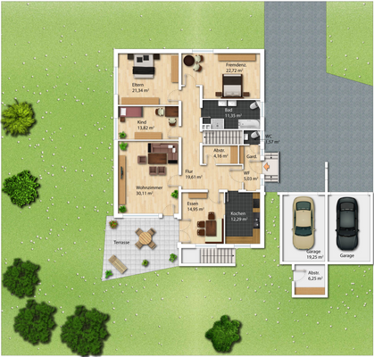 Erdgeschoss + Garten