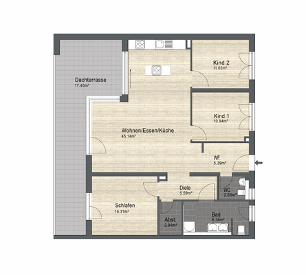 Grundriss Penthouse-Wohnung
