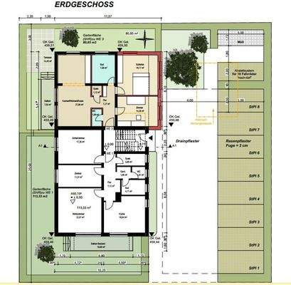 Grundriss EG - Teil der genehmigten Bauvoranfrage