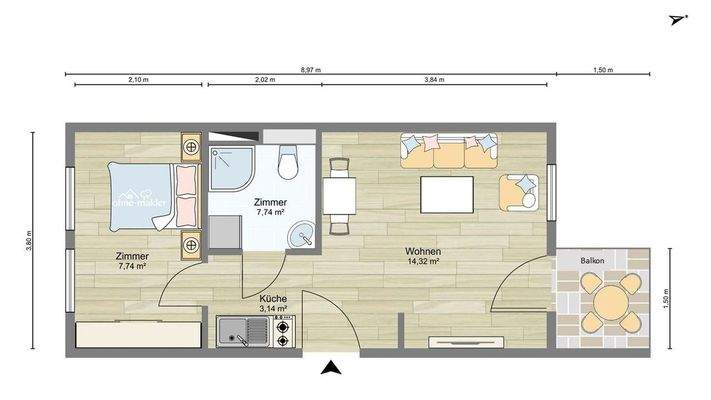 Grundriss mit Maßkette