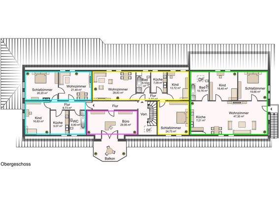 Grundriss OG - Darstellung sep. Einheiten
