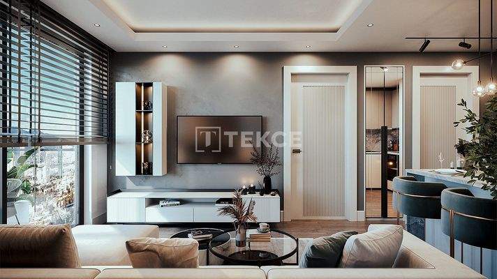 Apartments in a Secured Project with Pool in İzmir Konak