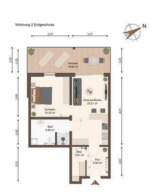 Grundriss Wohnung 2 - EG