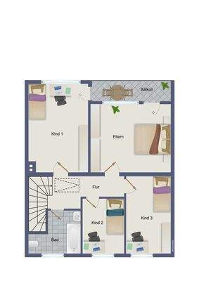 Grundriss-Skizze Wohnbeispiel Obergeschoss