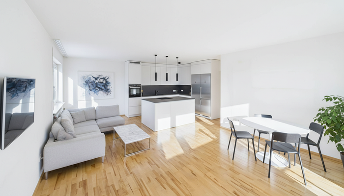 Wohnzimmer Visualisierung mit offener Küche