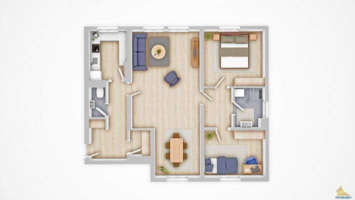 2D Grundriss, möbliert