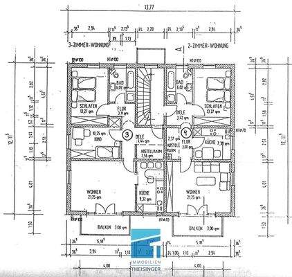 Grundriss Wohnung rechte Seite, Whg. 4