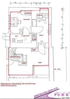 Grundriss Nebenräume 1. OG 50 m² 