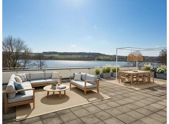 Terrasse mit Blick auf den Möhnesee Neu