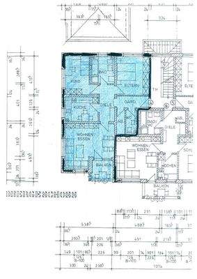 Raumaufteilung der Wohnung in blau