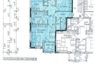 Raumaufteilung der Wohnung in blau