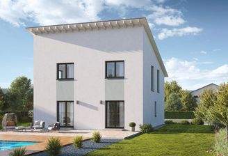 Hausansicht Garten Pultdach