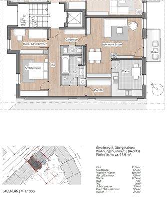 Grundriss 3-Raum WE03