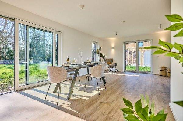 Der 56 qm große, offene Wohnbereich