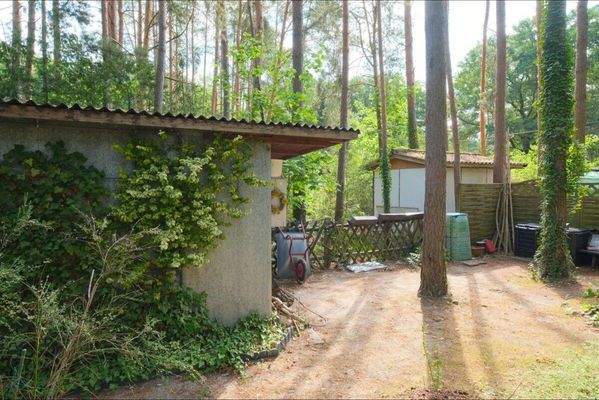 Südostansicht Gartenschuppen mit Strom