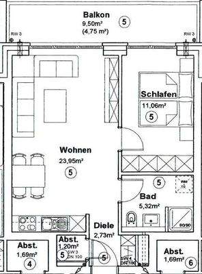 Grundriss der Wohnung Nr. 5