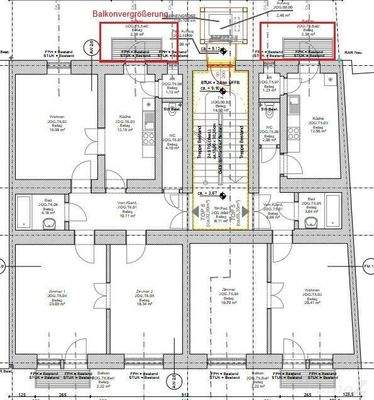 ETAGE 2OG (bzw. 1-4 OG ) mit Balkonvergrößerungen