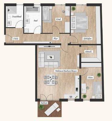 Beispiel Grundriss 4-Zim. OG