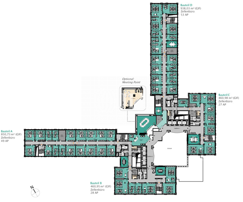 Regelgeschoss - Zellenbüros