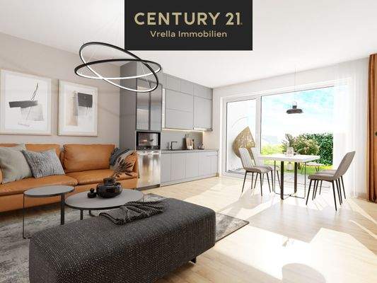 Wohn-, Ess- und Küchenbereich (visualisiert)