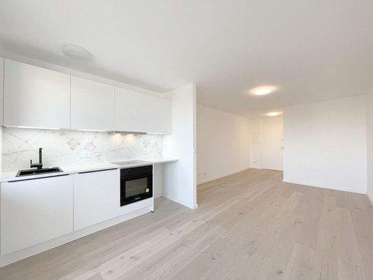 Blick von der Küche durch den Wohnraum