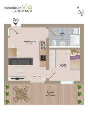 Grundriss WE 9 (EG) - Bauteil Süd - Südausrichtung
