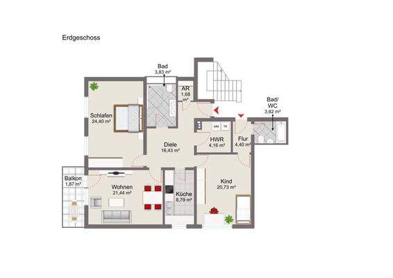 Erdgeschoss mit Musterausstattung