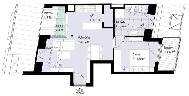2-Zimmer Penthouse Top 20
