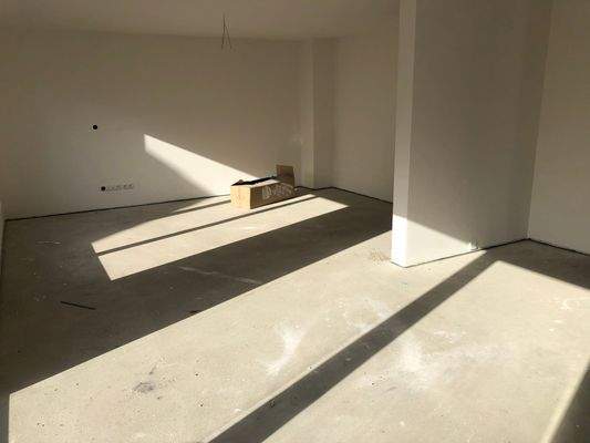 Küche/Essplatz mit Blick ins Wohnzimmer